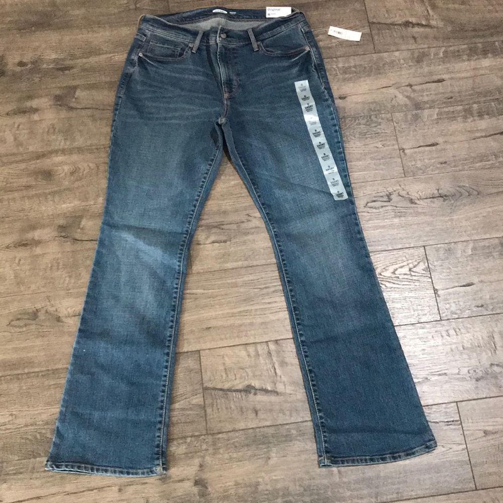 Navy blue boot cut jeans